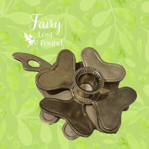 RARE Vintage Clover Shaped Brass Handled Candlestick